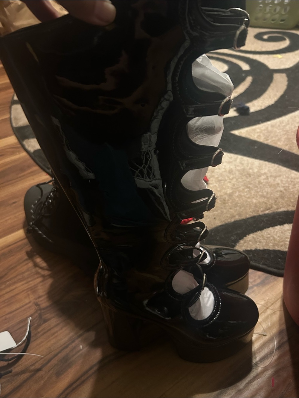 Patent Black Platform Lace-Up Women's Boots frankiehsu